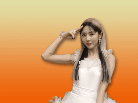 Yoohyeon from Duekae with a darkish orange background, not a link